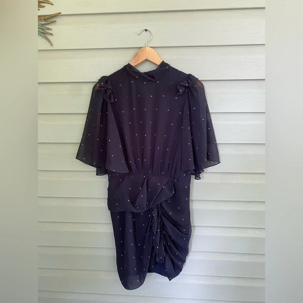 CAMILLA and MARC Scarlett draped dress navy blue mini polka dots sz 8 US EUC - Picture 16 of 16